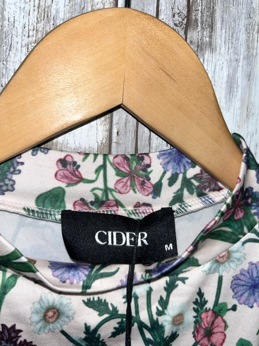 Cider Floral Mesh Top Medium NWT Cottagecore Sheer Long Sleeve Fitted - Picture 5 of 5